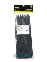 100x Colliers de serrage 4.8mm x 250mm en plastique NOIR