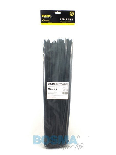 100x Cable ties 4.8mm x 370mm in BLACK plastic