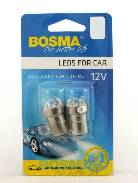 2x R5W LED BA15S WHITE 12V Bulbs