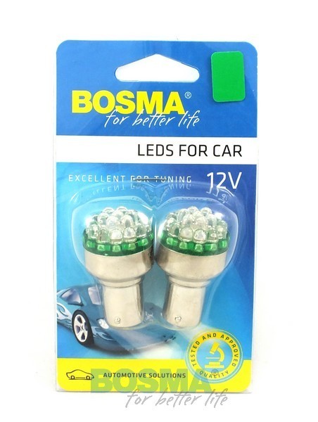 2x Ampoules BA15S 19x LED Vert 12V 2267