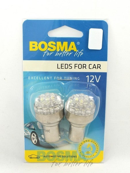 2x P21W LED BA15S White 12V Bulbs