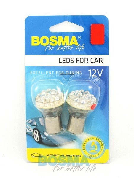 2x BA15S RED 12V 24x LED Bulbs