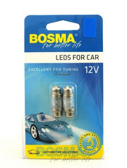 2x Ampoules navettes SV8.5 4X LED BLEU 10X31 12V