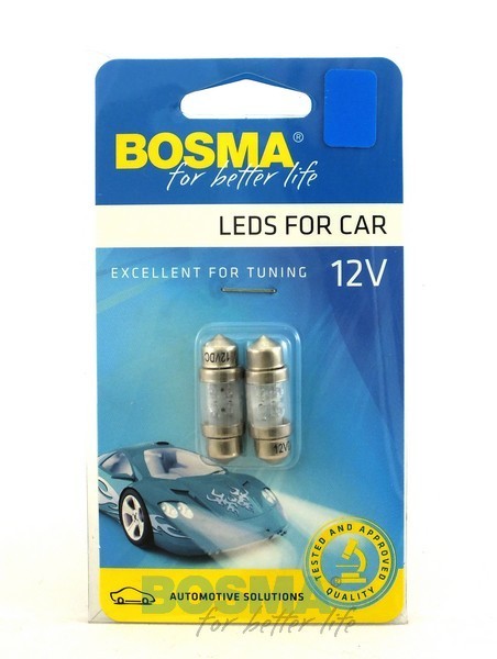 2x SV8.5 Festoon Bulbs 4x BLUE LED 10x31 12V