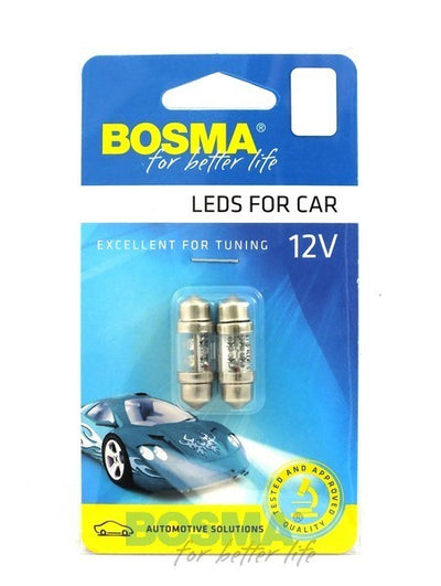2x Ampoules navettes SV8.5 4X LED BLANC 10X31 12V