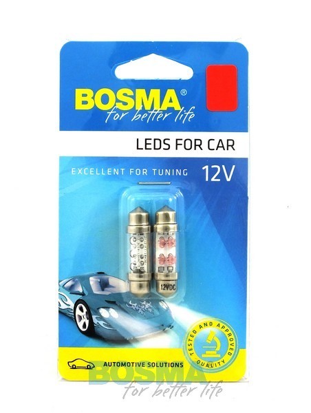 2x SV8.5 10X36 4x LED 12V RED festoon bulbs 2854
