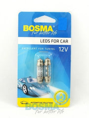 2x Ampoules navettes SV8.5 10X36 4X LED 12V BLEU 2878
