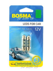 2x Ampoules navettes SV8.5 10X36 4X LED 12V VERT 2885