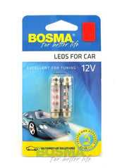 2x Ampoules navettes SV 8.5 10X42 6X LED ROUGE 12V