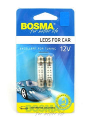 2x Ampoules navettes SV8.5 10X42 6X LED BLEU