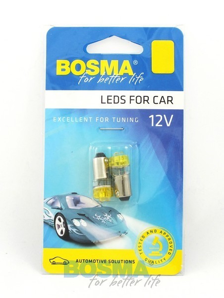 2x Ampoules BA9S 3X LED JAUNE 12V
