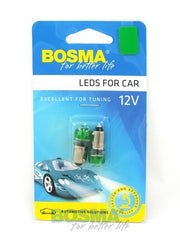 2x BA9S 3X GREEN LED 12V Bulbs