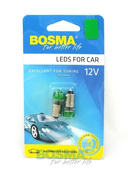 2x Ampoules BA9S 3X LED VERT 12V