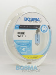 H7 55W PURE WHITE PX26d 12V 2 BULBS PACK