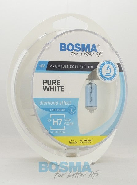 PACK H7 55W PURE WHITE PX26d 12V 2 AMPOULES