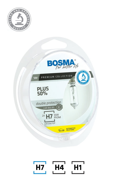 H7 55W PURE WHITE PX26d 12V 2 BULBS PACK