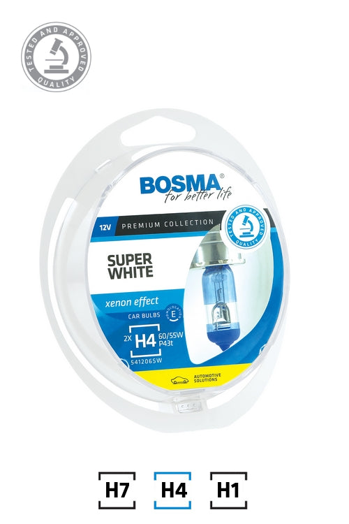 PACK H4 SUPER WHITE 60/55W P43t 12V - 2 AMPOULES