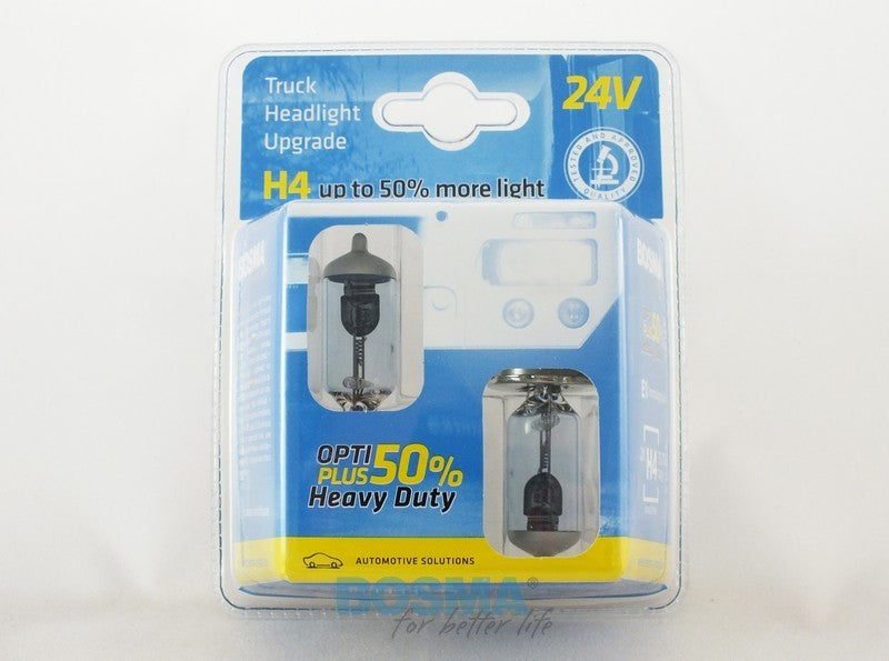 2x Ampoules H4 P43t 75/70W 24V +50% HEAVY DUTY OPTIPLUS