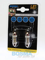 2x Festoon Bulbs SV8.5 6X SMD LED 10X36mm WHITE 24V