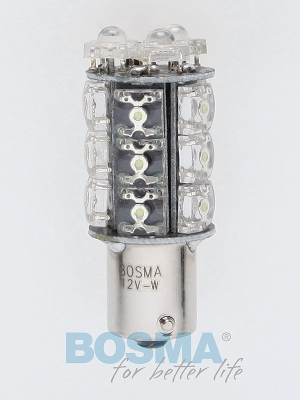 2x P21W BA15S 18X FLUX LED Bulbs 1.8W WHITE 6000K 12V