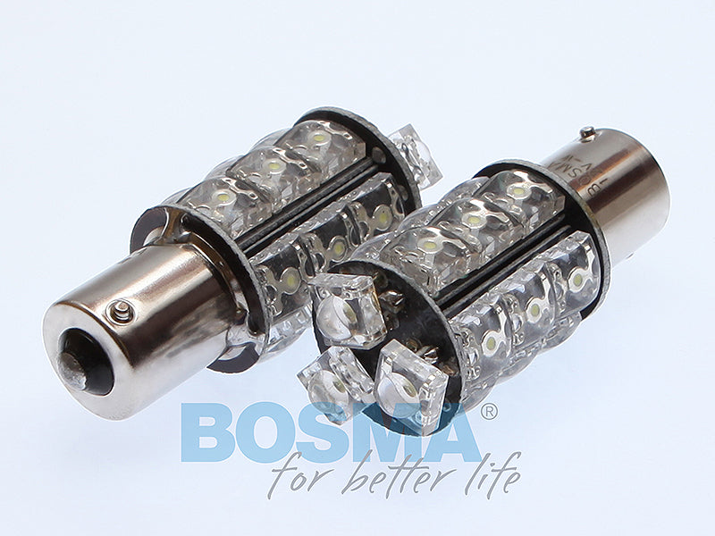 2x P21W BA15S 18X FLUX LED Bulbs 1.8W WHITE 6000K 12V