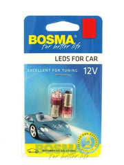 2x BA9S 4x LED RED 12V 3004 Bulbs