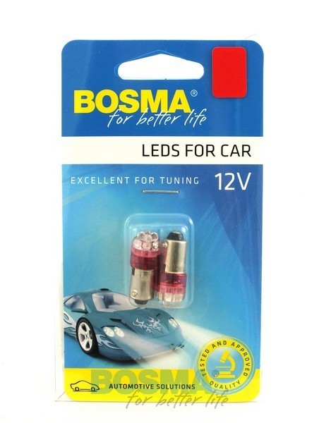 2x Ampoules BA9S 4X LED ROUGE 12V 3004