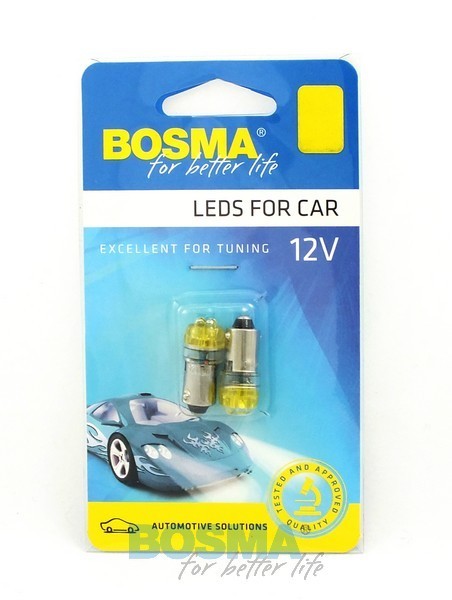 2x Ampoules BA9S 4X LED JAUNE 12V 3011
