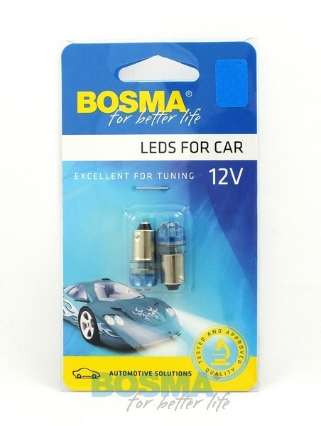 2x Ampoules BA9S 4X LED BLEU 12V 3028