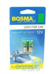2x BA9S 4x Green LED Bulbs 12V 3035