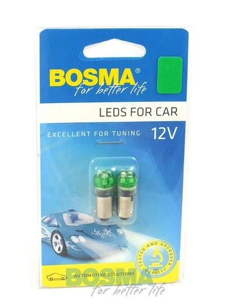 2x Ampoules BA9S 4X LED VERT 12V 3035