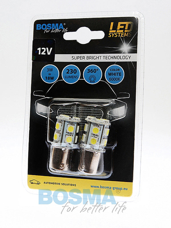 2x P21W LED SMD 5050 BA15S 12V Bulbs