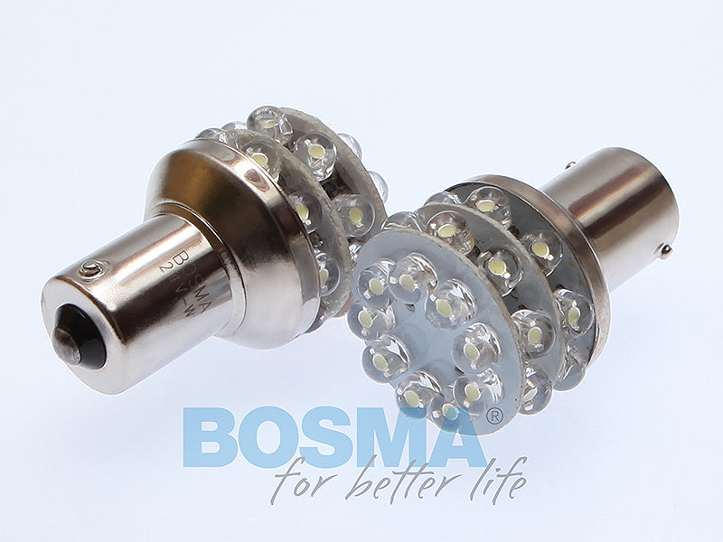 2x R10W LED BA15S WHITE 12V Bulbs