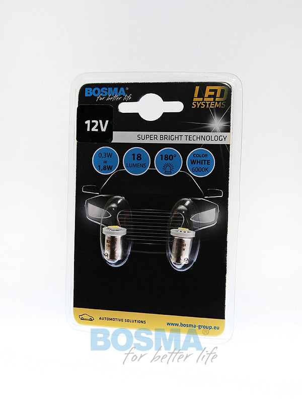 2x Ampoules T2W BA9S SMD 5050 LED BLANC 12V