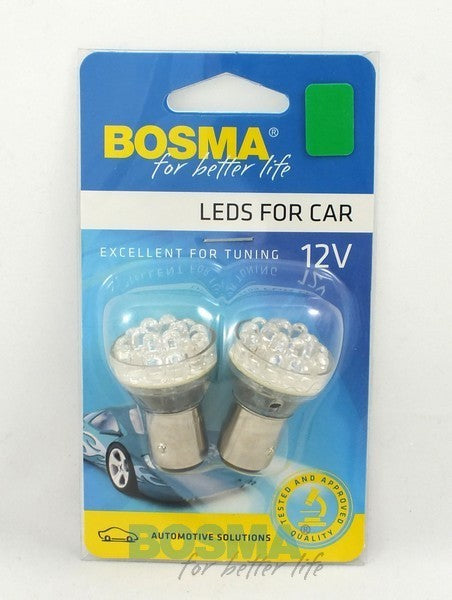 2x BAY15D 24x Green LED Bulbs 12V 3356