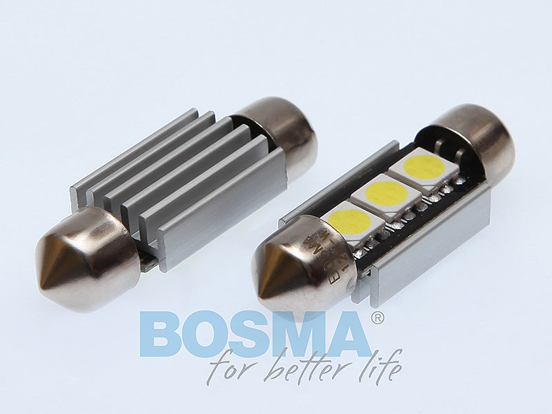 2x Ampoules navettes C5W SV8.5 3XSMD 5050 LED 13X36 BLANC 12V