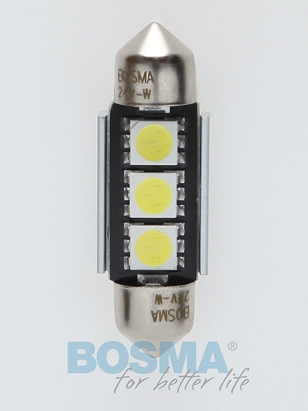 2x C5W Festoon Bulbs SV8.5 3X SMD LED 13X36mm 24V