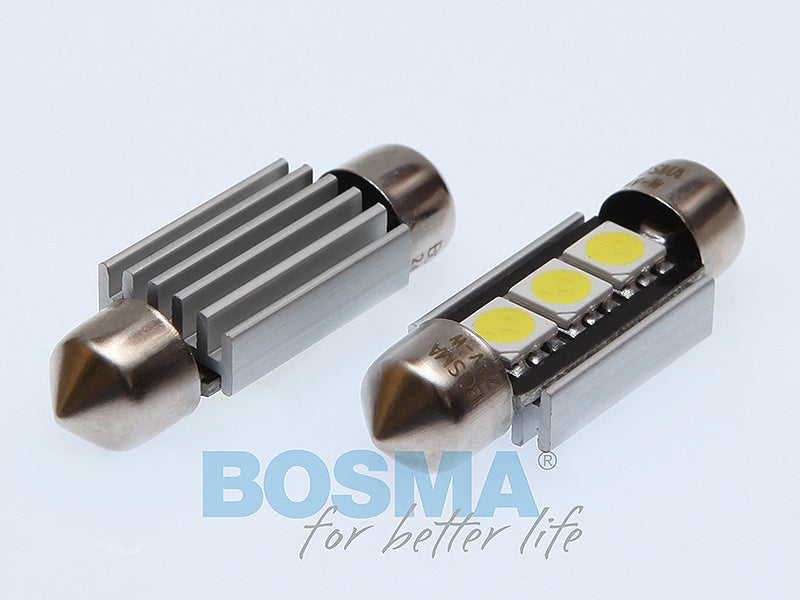 2x Ampoules Navettes C5W LED SV8.5 3X SMD LED 13X36mm 24V