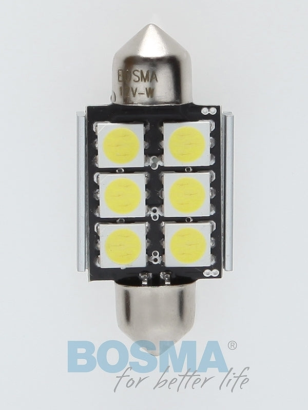 2x SV8.5 Festoon Bulbs 6X 5050 SMD LED 12V WHITE