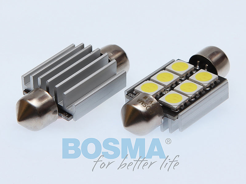 2x Ampoules Navettes SV8.5 6X SMD 5050 LED 12V BLANC
