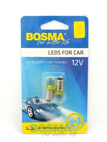 2x Ampoules BA9S 1XLED JAUNE 12V