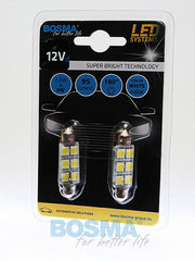 2x Ampoules Navettes C10W SV8.5 6 SMD 5050 LED BLANC 10X41 12V