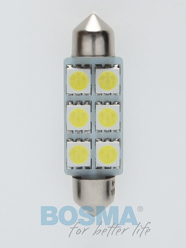 2x Festoon Bulbs SV8.5 6X SMD 5050 LED 10X41mm WHITE 24V
