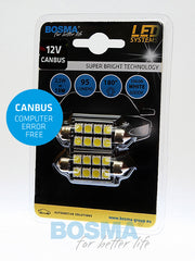 2x Ampoules Navettes C21W SV8.5 6X SMD 5050 LED 15x41MM BLANC 12V