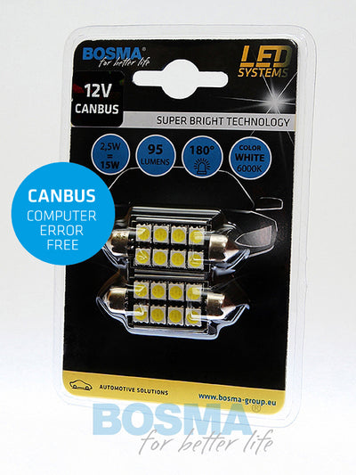 2x Ampoules Navettes C21W SV8.5 6X SMD 5050 LED 15x41MM BLANC 12V