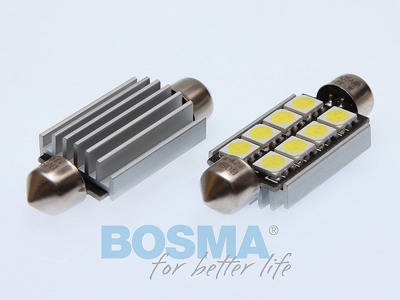 2x Ampoules Navettes C21W SV8.5 6X SMD 5050 LED 15x41MM BLANC 12V
