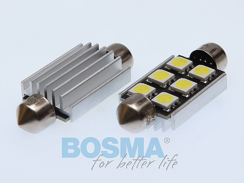 2x SV8.5 6x SMD 5050 LED Bulbs 15x41mm WHITE 24V