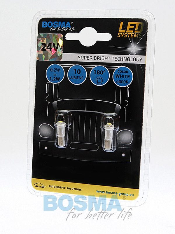 2x Ampoules W1.2W T5 1X LED SMD 3528 BLANC 24V