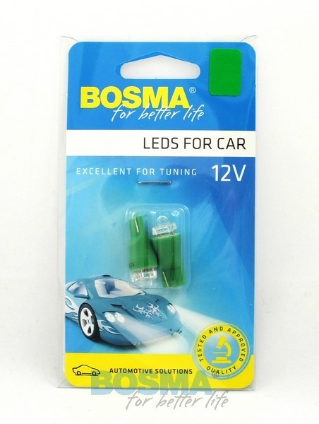 2x Ampoules T10 1X LED VERT 12V DIAMANT
