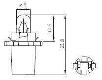 Ampoule voyant B8.7d 2W 12V VERT 1286